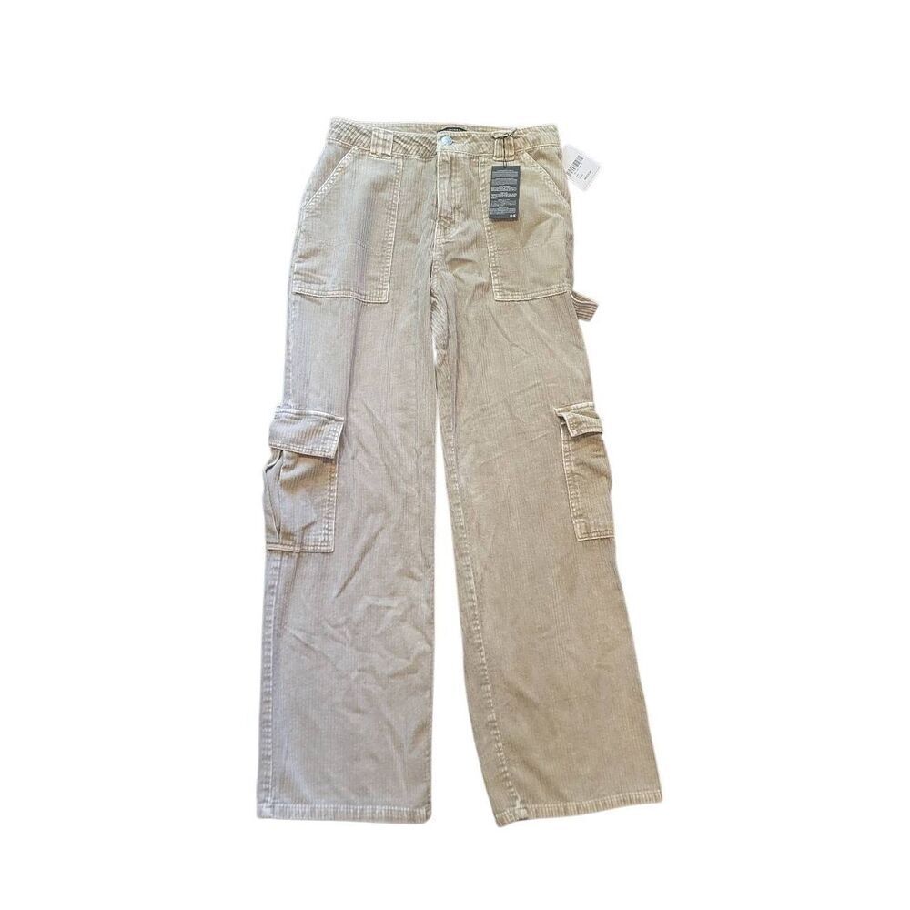 NWT Forever 21 Pants Small Beige Tan Baggy Cargo Carpenter Wide Leg Neutral